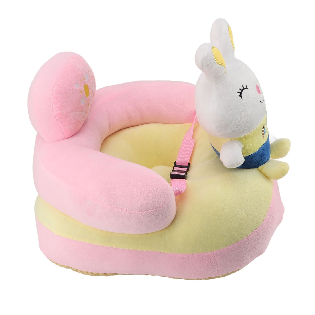 Cute plush baby sofa chair with cartoon bunny design, adjustable toddler seat for learning to sit, featuring Bluetooth and USB cable.