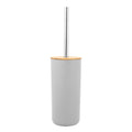 Six-piece gray bathroom soap box, toothbrush holder, rinse cup, and lotion bottle accessories kit for baby and kids grooming.