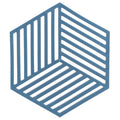 Blue hexagonal stripe heat-insulated coasters for dining tables, set of 4, ideal for protecting tableware and kitchen surfaces.