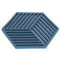 Blue hexagonal stripe dining table heat insulated coasters set of 4 for tableware and cups, kitchen heat protection mats.