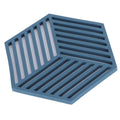 Blue hexagonal stripe dining table heat insulated mats for coasters and placemats, ideal for kitchen tableware and cup protection.