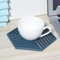 Blue hexagonal stripe dining table heat insulated mats for cups, coasters, and placemats from Everything Baby kitchen tools.