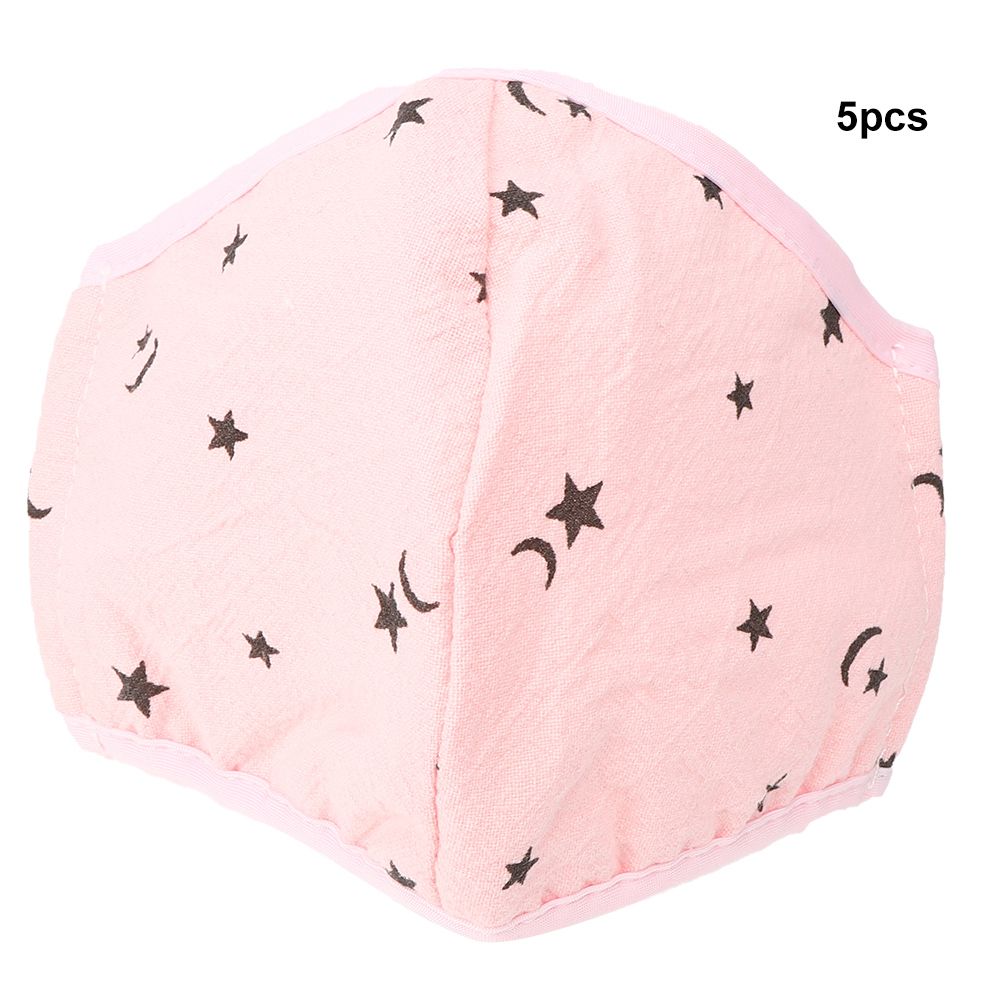 Pink 5-pack children’s anti-fog washable mouth covers, breathable and dust-proof, for baby and kid health and grooming by Everything Baby.