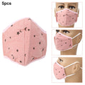 Pink washable baby mouth cover set with five anti-fog, breathable masks for children, part of baby health and grooming kit.