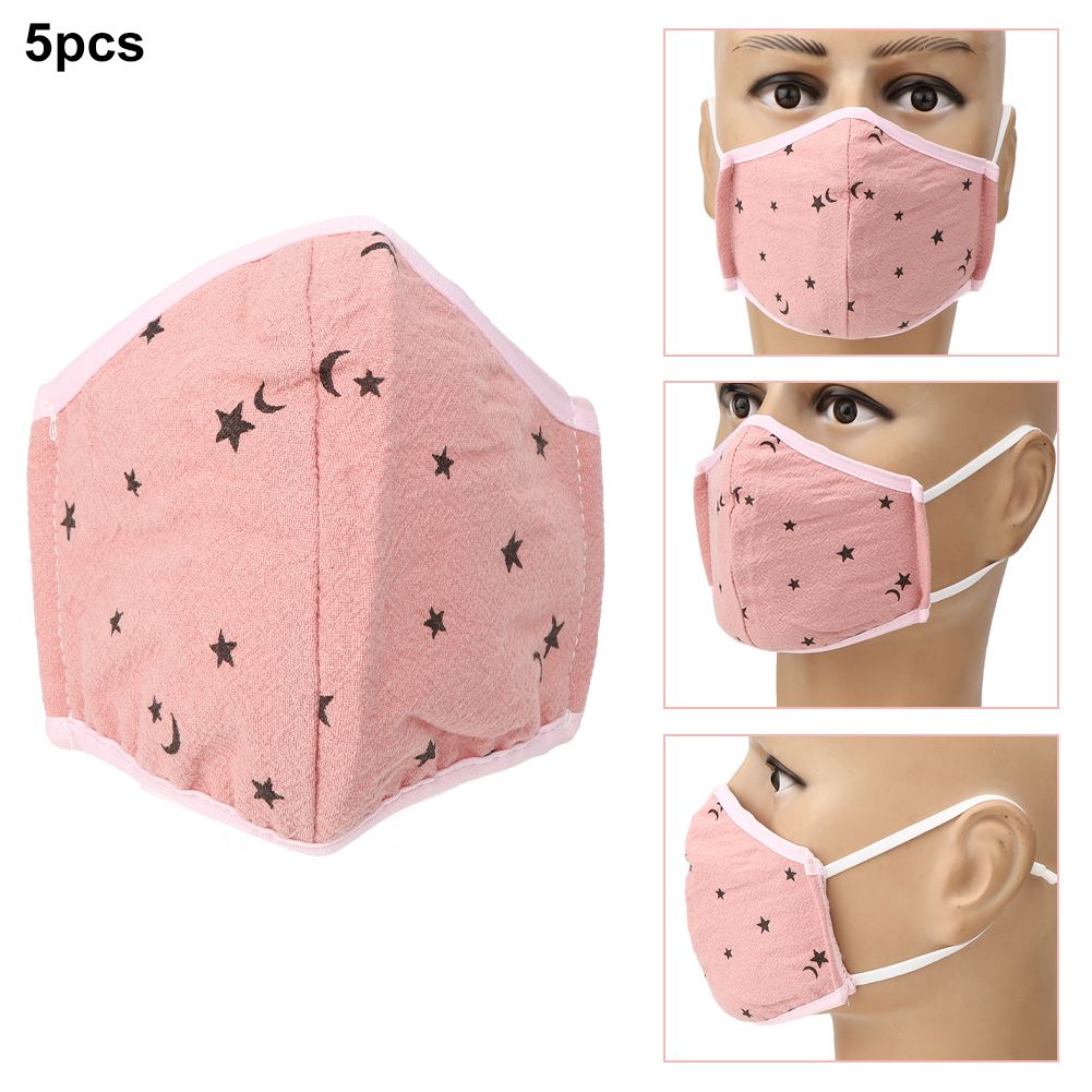 Pink washable baby mouth cover set with five anti-fog, breathable masks for children, part of baby health and grooming kit.