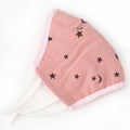 Five Korean pink washable children's anti-fog mouth covers, breathable and dust-proof for baby health and grooming.