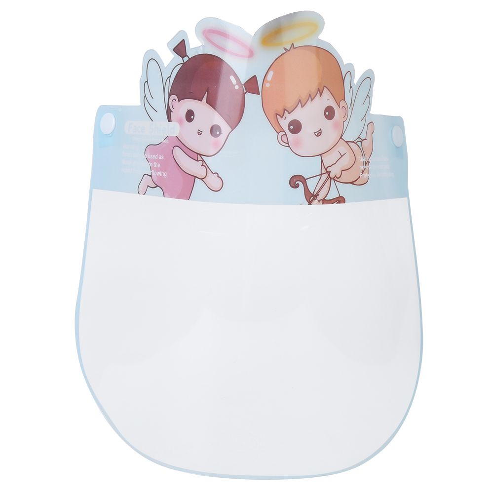 Transparent full face covering for kids, featuring cute cartoon design, ideal for outdoor riding and saliva protection for babies.