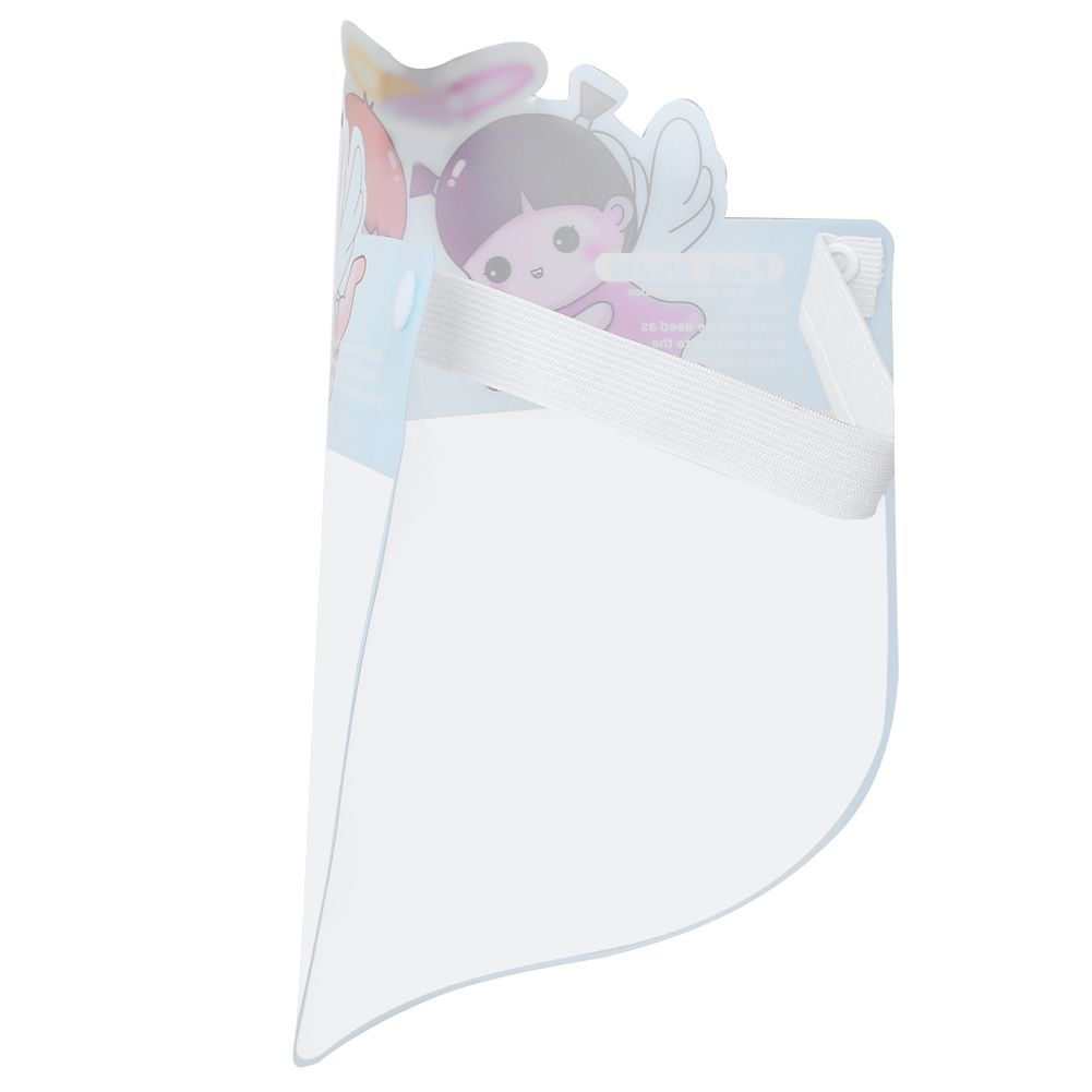 Clear plastic full face cover for kids by Everything Baby, designed for outdoor riding and saliva protection for babies and kids.