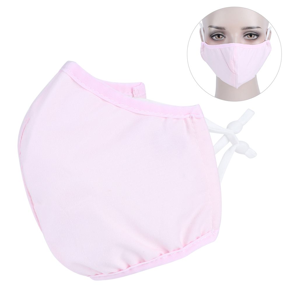 Pink washable cotton face cover set for adults, breathable dust-proof mouth muffle for daily use by men and women.