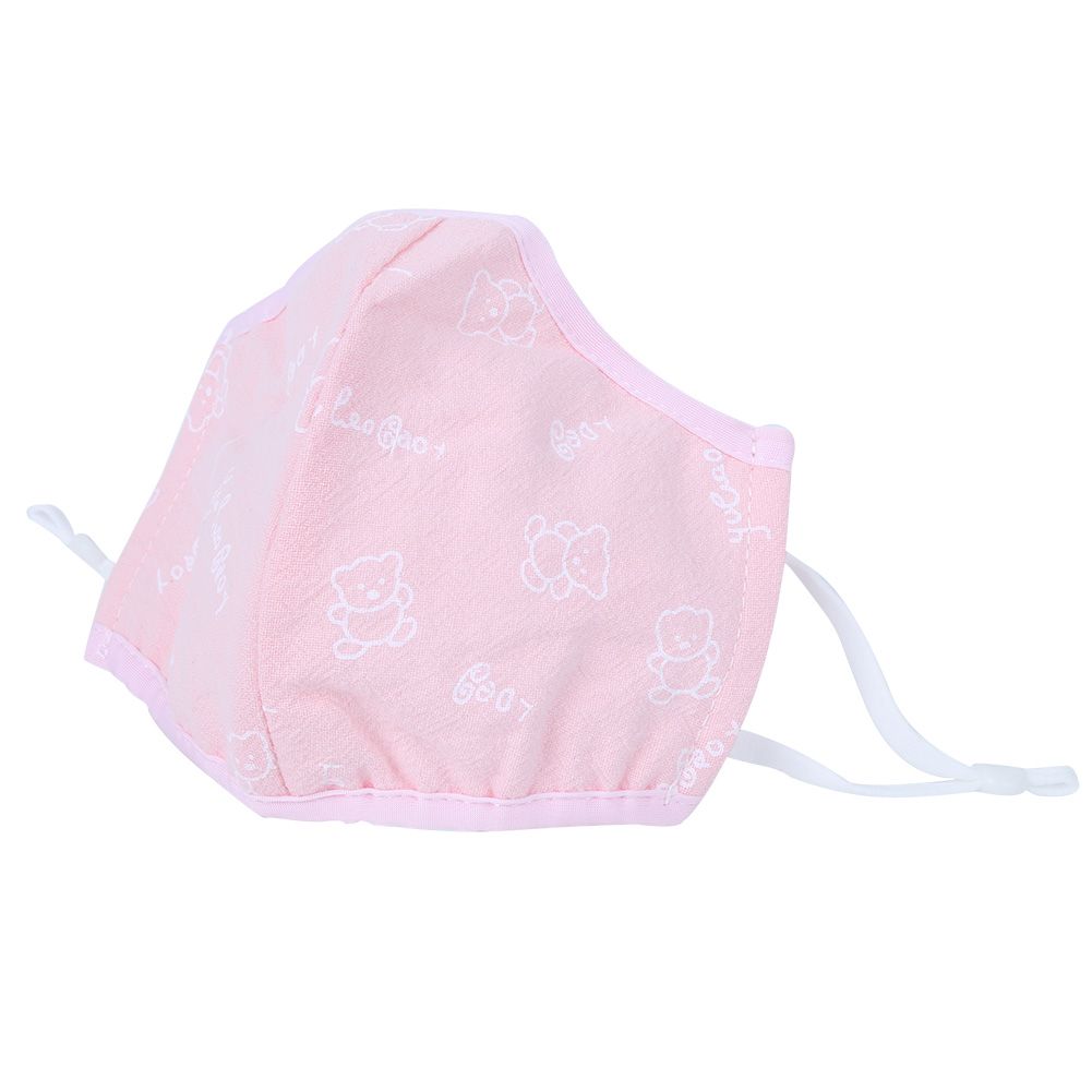 Pink printed cotton face masks for children, breathable dust-proof mouth muffle for daily anti-smog protection, by Everything Baby.