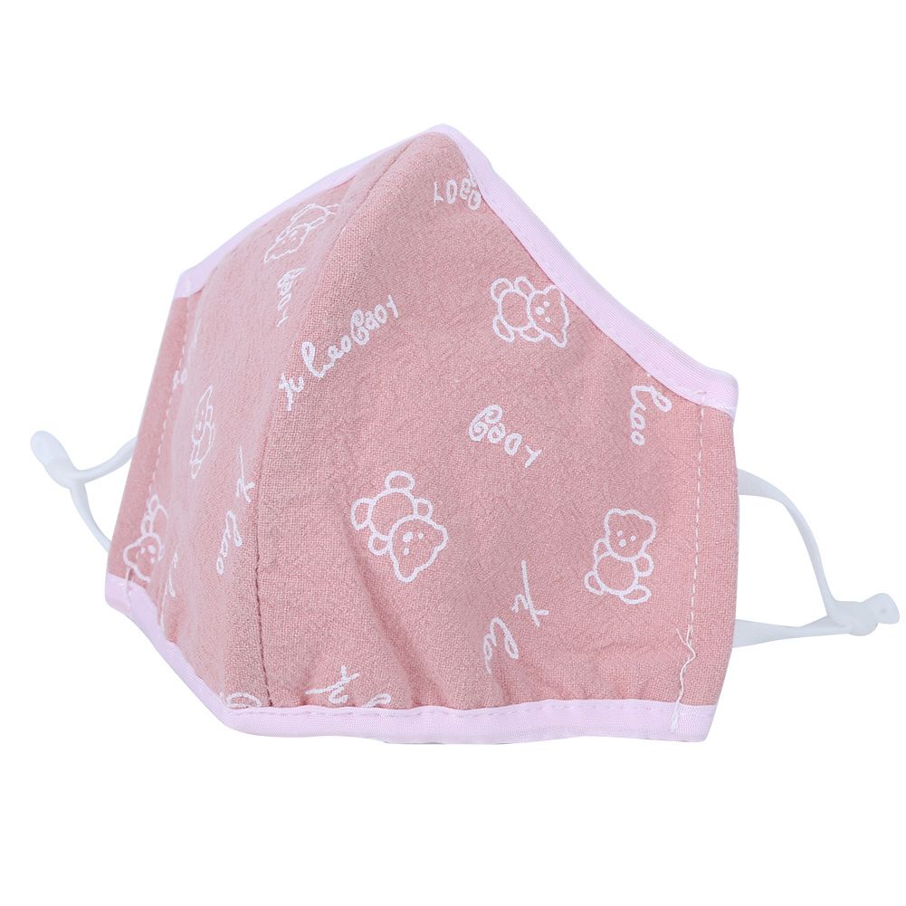 Pink printed washable cotton face masks for kids, breathable dust-proof mouth covers, part of baby health and grooming kit by Everything Baby.