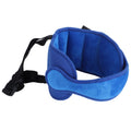 Dark blue baby head fixing strap belt for car seats, provides head support and stability for children during travel.