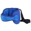 Dark blue baby head fixing strap belt for car seats, provides sleeping head support for children in strollers and car seats.