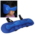 Dark blue baby head fixing strap belt for car seats, provides head support for children during travel.