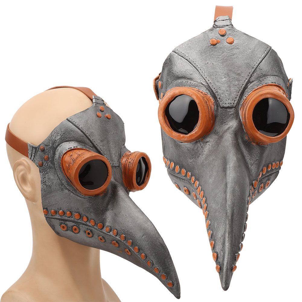 Black copper Halloween bird beak mask for kids, pretend play costume prop with face cover and decorative toy.