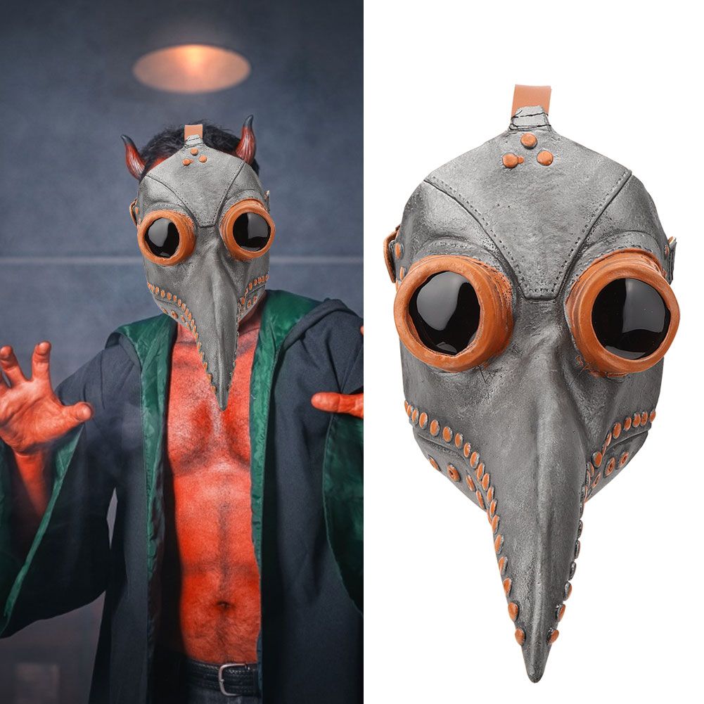 Black copper Halloween bird beak mask for kids, pretend play toy, fun party costume face cover for children.