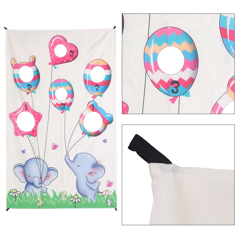 Indoor throwing game set with sandbag targets for children and families, designed for fun and active play in a door curtain setup.