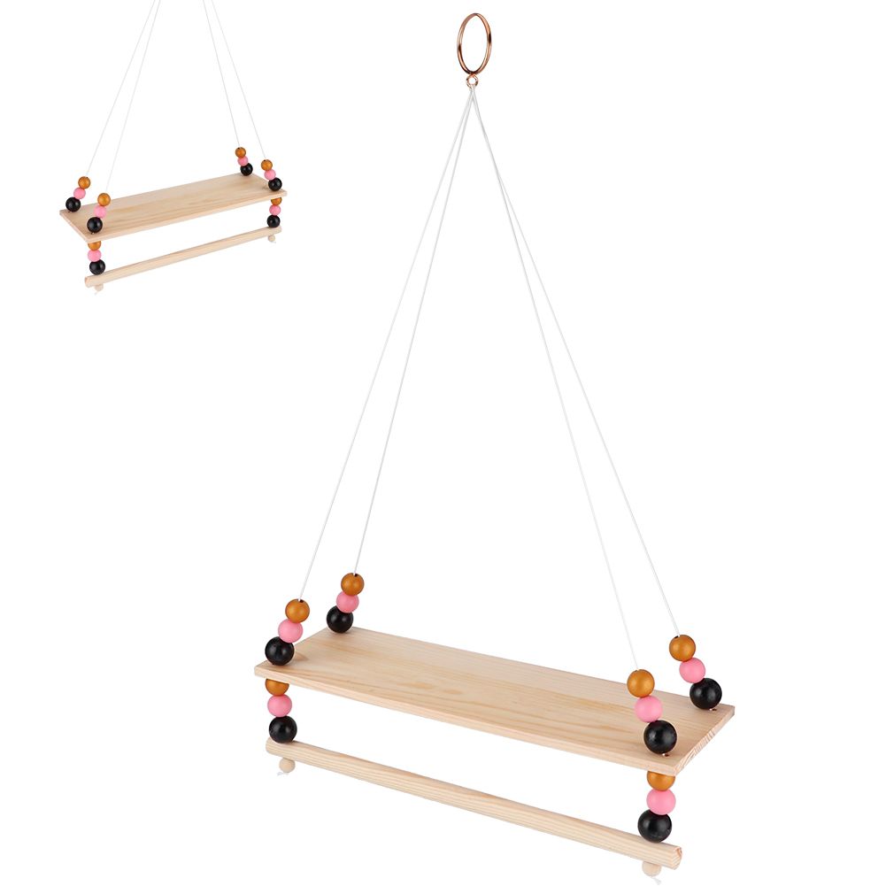 Nordic style wall hanging shelf with colorful beads decor, ideal for children's room storage and decoration, by Everything Baby.