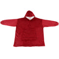 Red hooded fleece blanket hoodie for kids with pocket, oversized and warm, suitable for girls’ sleepwear by Everything Baby.
