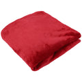 Red hooded fleece blanket hoodie with pocket for girls, oversized and cozy, perfect for warm sleepwear or lounging.