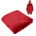 Red hooded fleece blanket hoodie for girls by Everything Baby, oversized flannel sleepwear with front pocket, cozy and warm.
