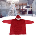 Red hooded fleece blanket hoodie for girls, oversized sleepwear with pocket, warm and cozy from Everything Baby.