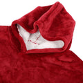 Red hooded fleece flannel blanket hoodie for kids, featuring a cozy design with a front pocket and oversized fit.