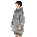 Gray oversized hooded fleece blanket hoodie for kids with a front pocket, cozy and warm girl’s sleepwear by Everything Baby.