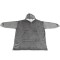Gray fleece hooded blanket hoodie for kids with pocket, oversized and warm, designed for girls' sleepwear from Everything Baby.