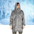 Gray oversized fleece hooded blanket hoodie with pocket, cozy sleepwear for girls from Everything Baby.