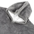 Gray hooded fleece blanket hoodie for girls, oversized and warm, with a front pocket, perfect for cozy sleepwear.
