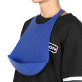 Adult silicone bib with adjustable straps from Everything Baby, designed for dining and feeding, featuring a waterproof, easy-to-clean surface.