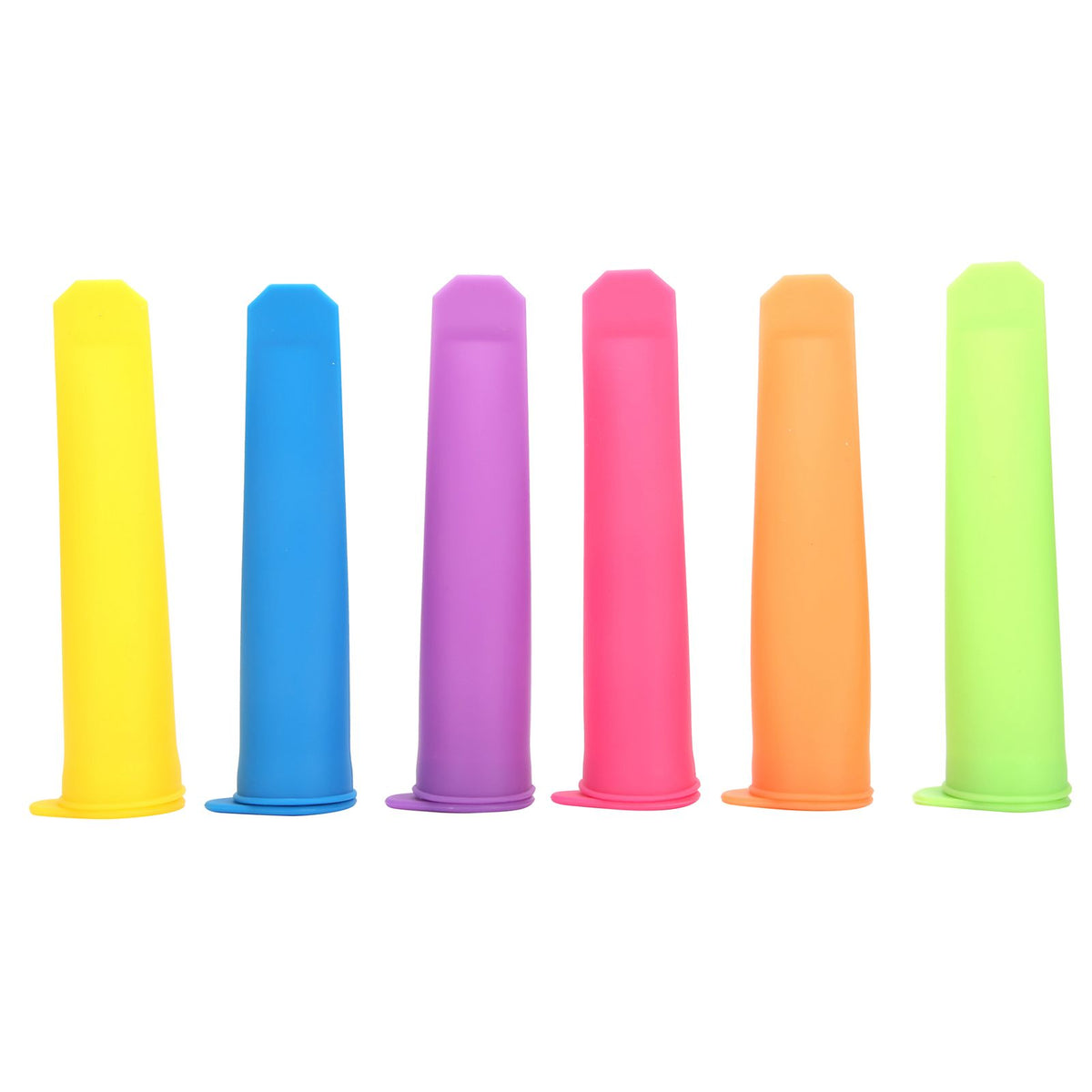 Six reusable silicone ice cream molds with lids for making DIY ice bars, suitable for kids and adults, by Everything Baby.