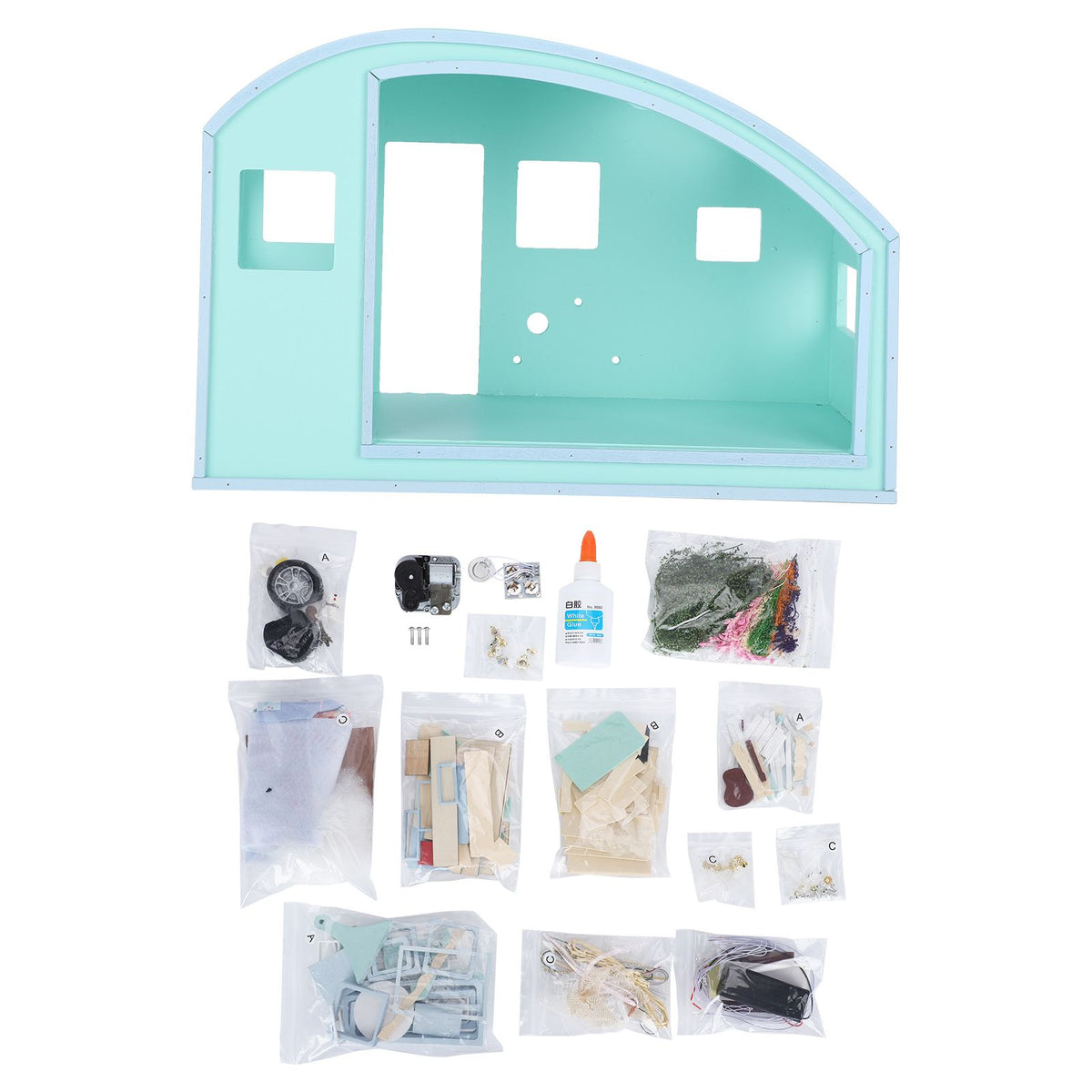 Wooden miniature dollhouse furniture kit with musical movement for kids, perfect for pretend play and Valentine's or birthday gifts