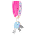 Pink simulated car key lock toy remote controller with light and music for children, designed as an educational ride-on car accessory.