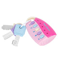 Pink simulated car key lock toy remote controller with lights and music for children, designed as an educational ride-on car accessory.