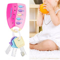 Pink simulated car key lock toy remote controller with lights and music for children, part of baby ride-on car accessories.