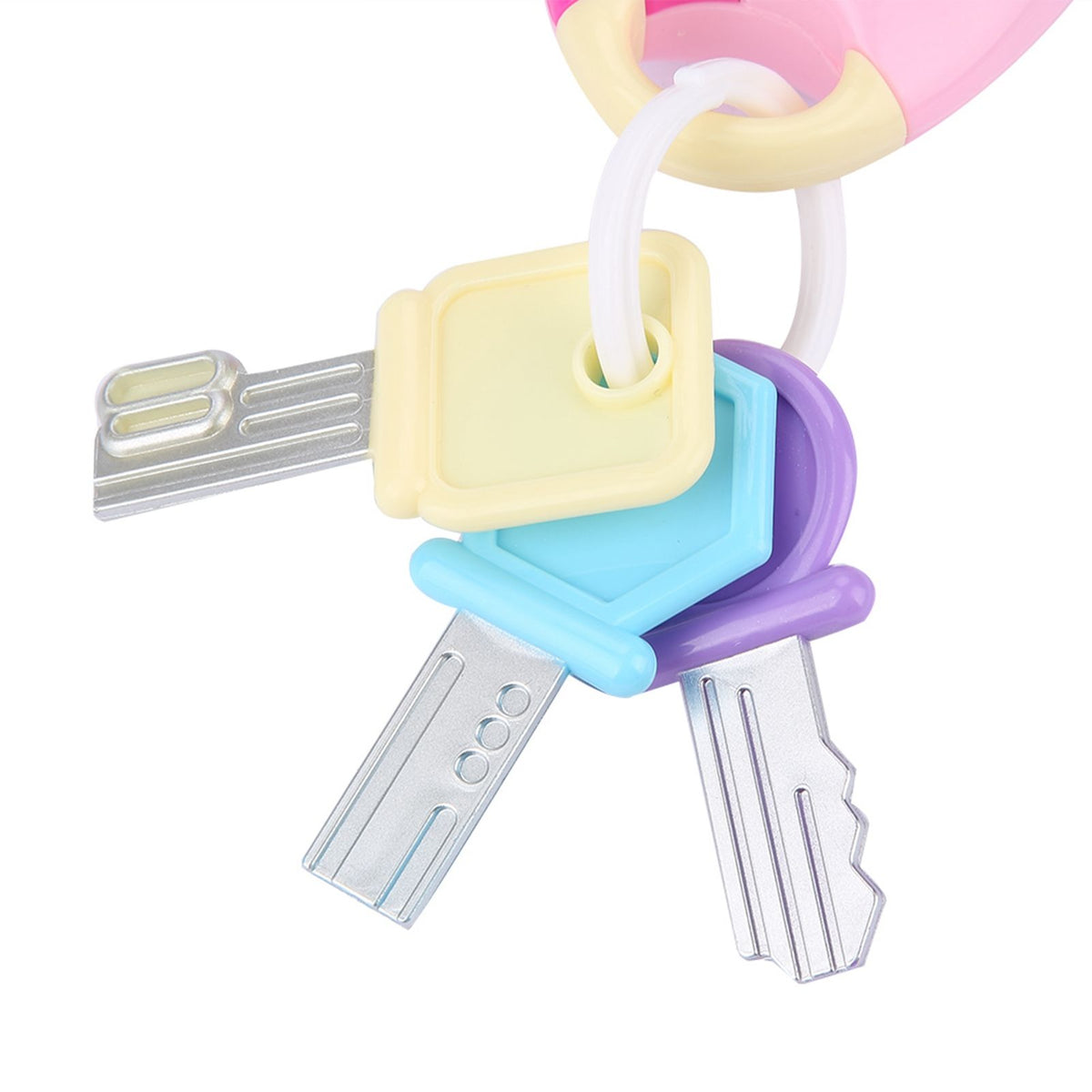 Pink simulated car key lock toy remote controller with lights and music for children, designed for ride-on cars and early educational play.