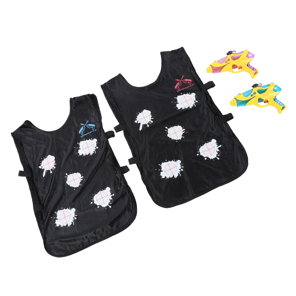 Color-changing water gun and vest toy set for kids, outdoor play equipment by Everything Baby, featuring two water guns and vests.