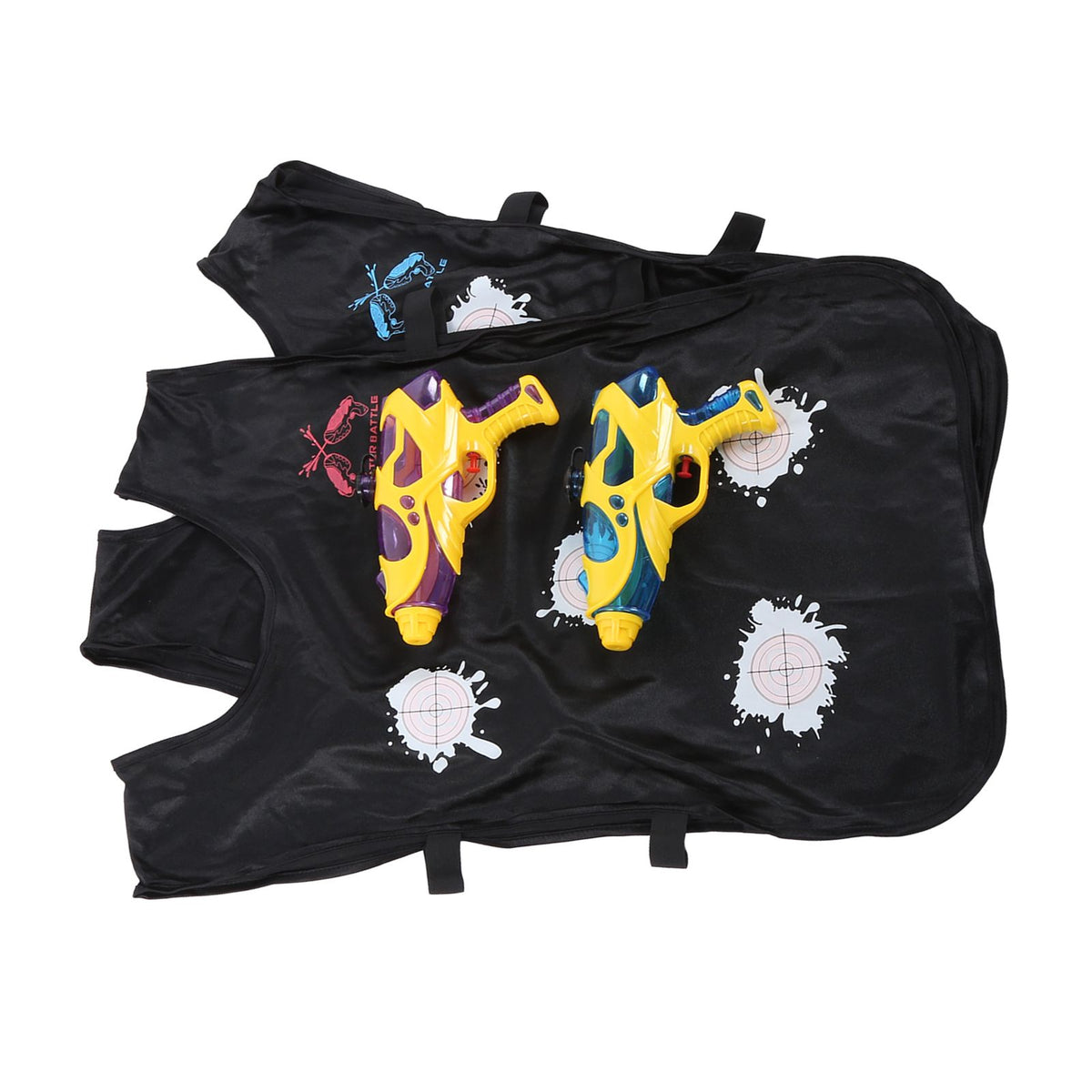Color changing water gun and vest toy set for kids, featuring two water guns and two vests for outdoor water play.