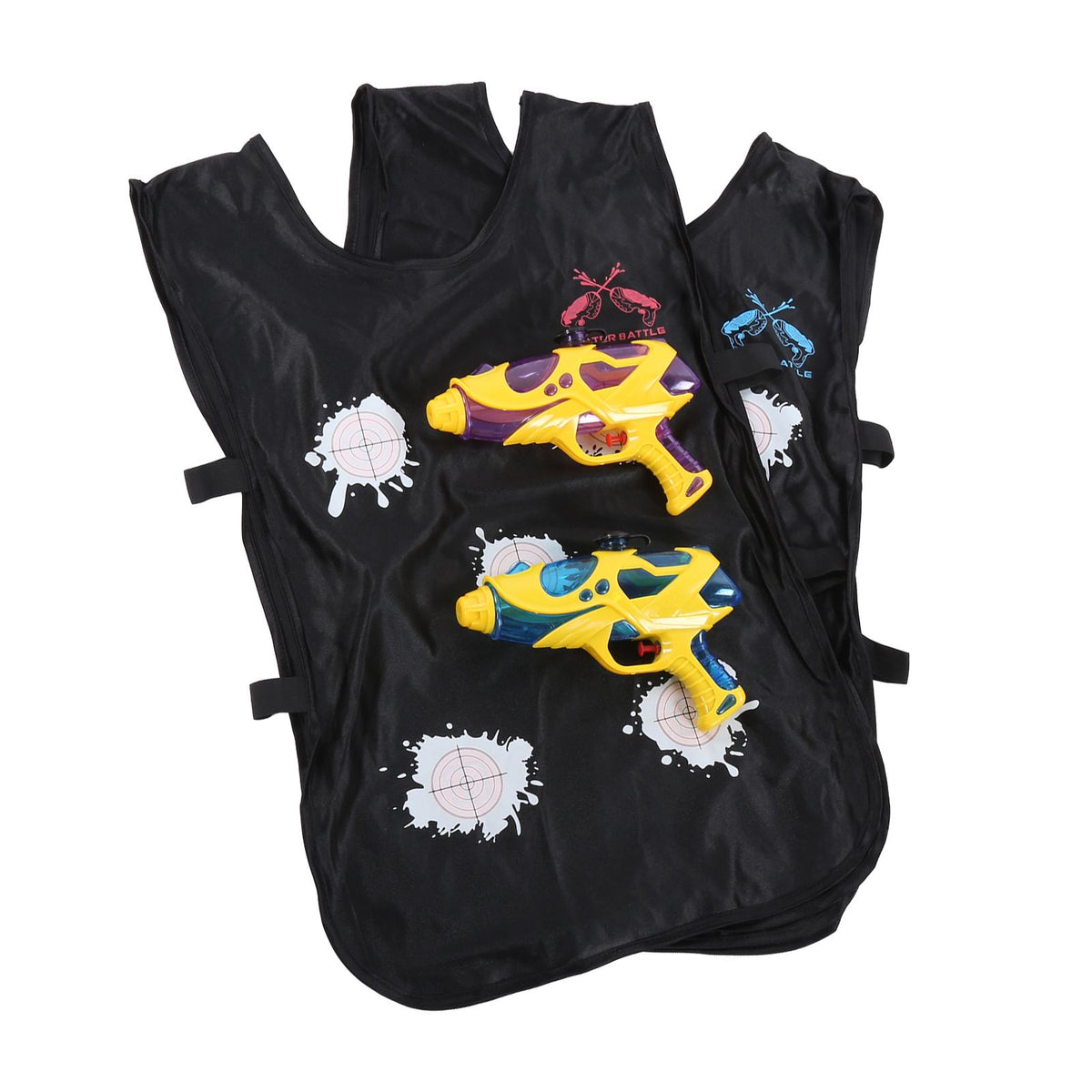 Color-changing water gun and vest set for kids, outdoor water toys by Everything Baby, featuring vibrant water guns and playful vests.