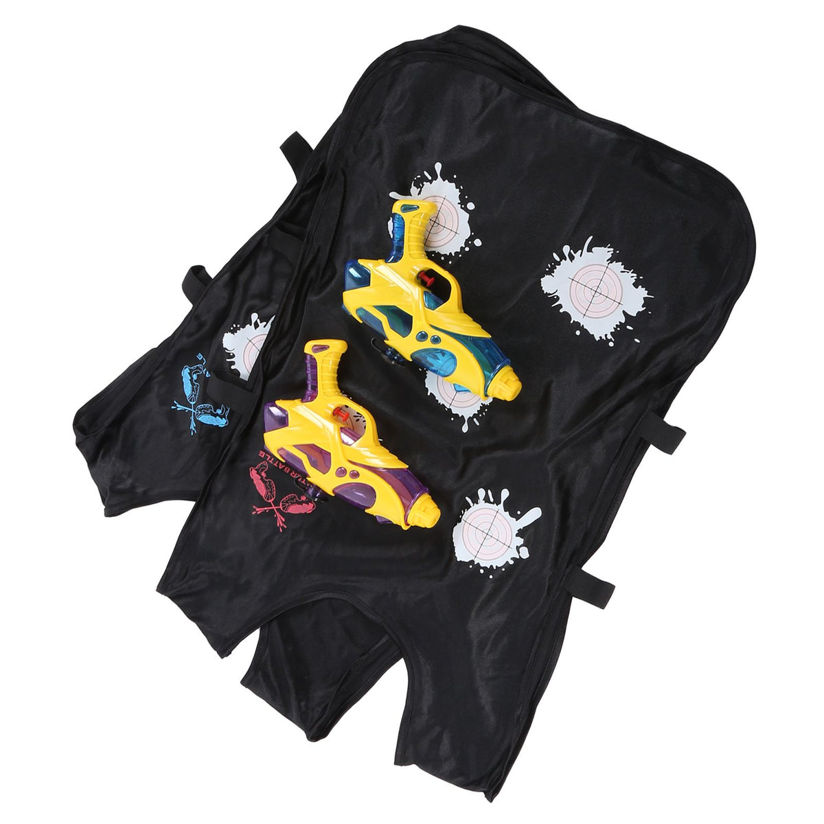 Color changing water gun and vest toy set for kids, featuring two water guns and two vests for outdoor water play fun.
