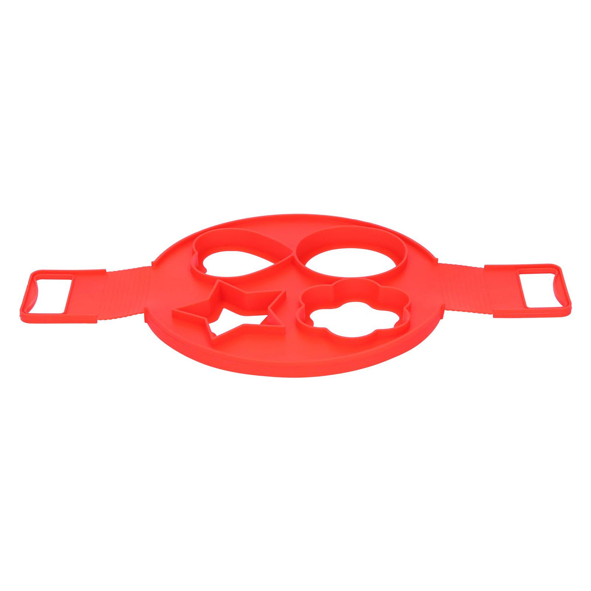 Reusable red non-stick egg mold for pancakes and eggs, ideal for kids' feeding, from Everything Baby.