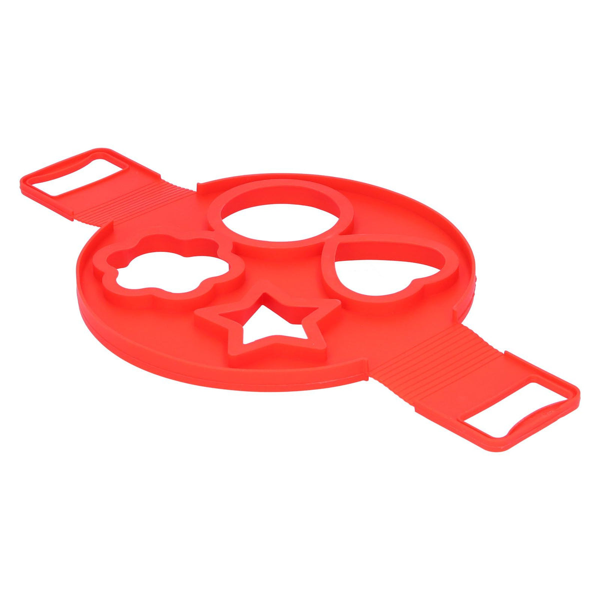 Reusable red egg mold for pancakes and eggs, non-stick cooking utensil from Everything Baby, ideal for baby and kids feeding.