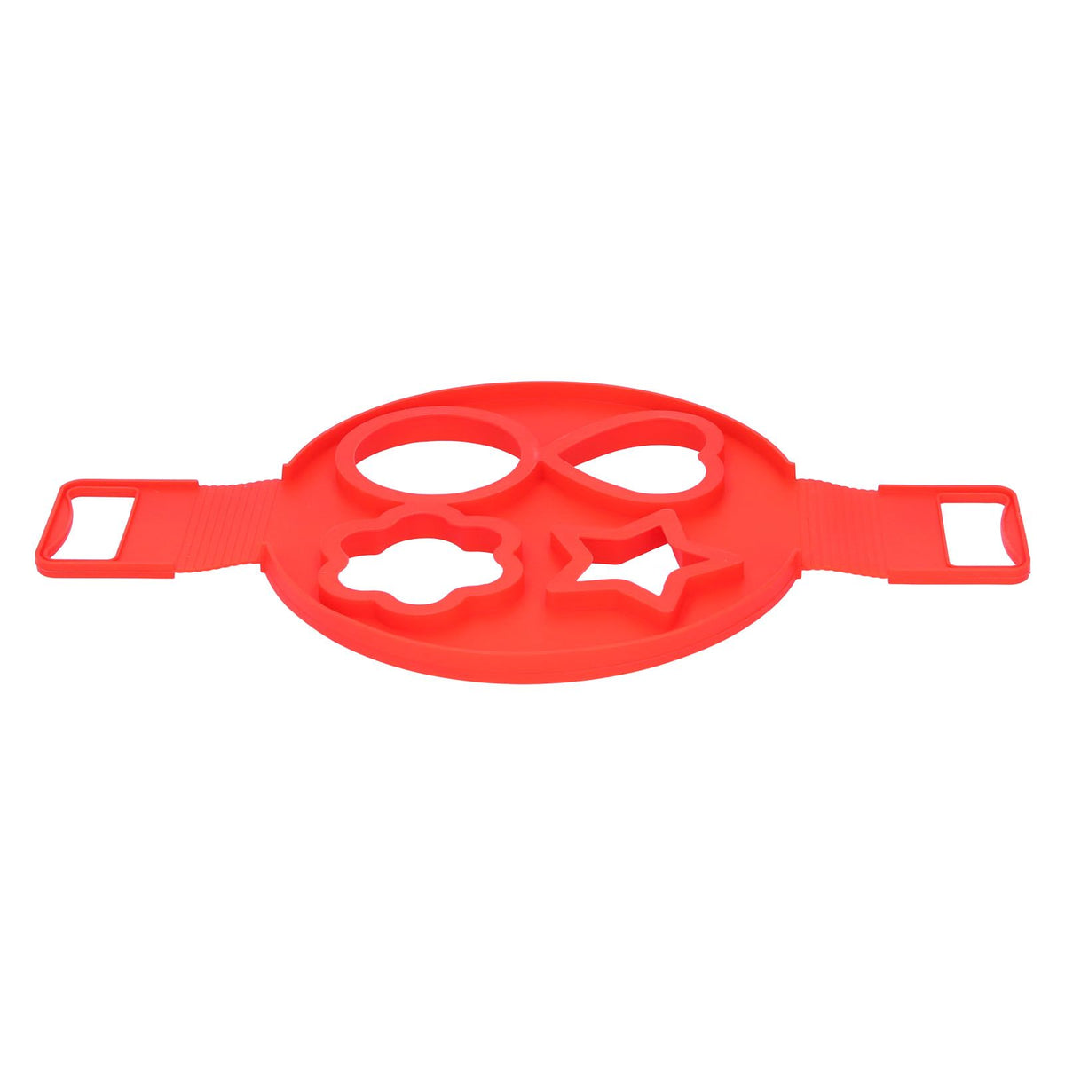Reusable red non-stick egg mold for pancakes and eggs, designed for easy cooking and feeding, by Everything Baby.