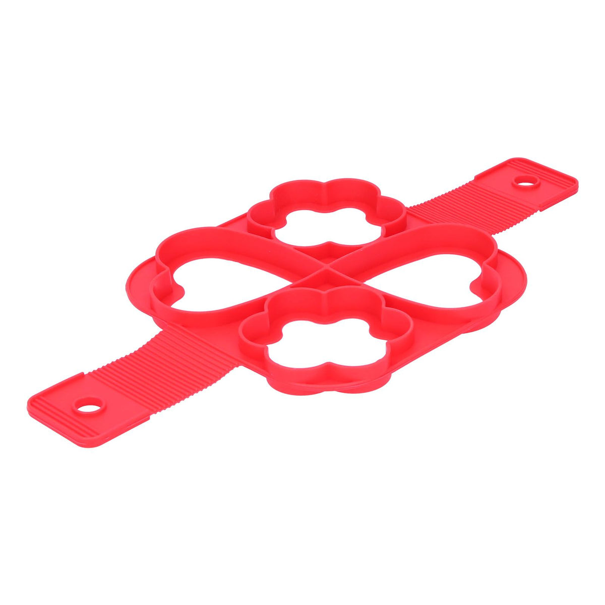 Reusable red non-stick egg mold for pancakes and eggs, designed for easy cooking and feeding, ideal for baby and kids meals.