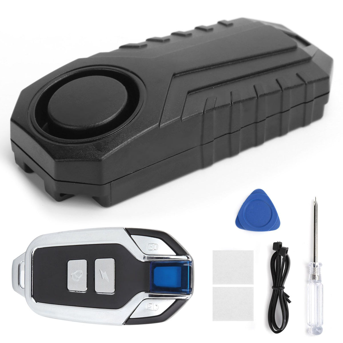 Black AntiTheft Alarm with Vibration Alert for bicycles, electric scooters, and motorcycles from Everything Baby, ideal for home use.