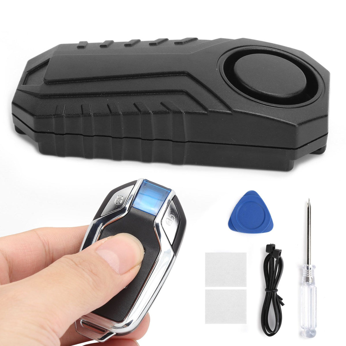 Black AntiTheft Alarm with Vibration Alert for bicycles, electric scooters, and motorcycles by Everything Baby, suitable for home use.
