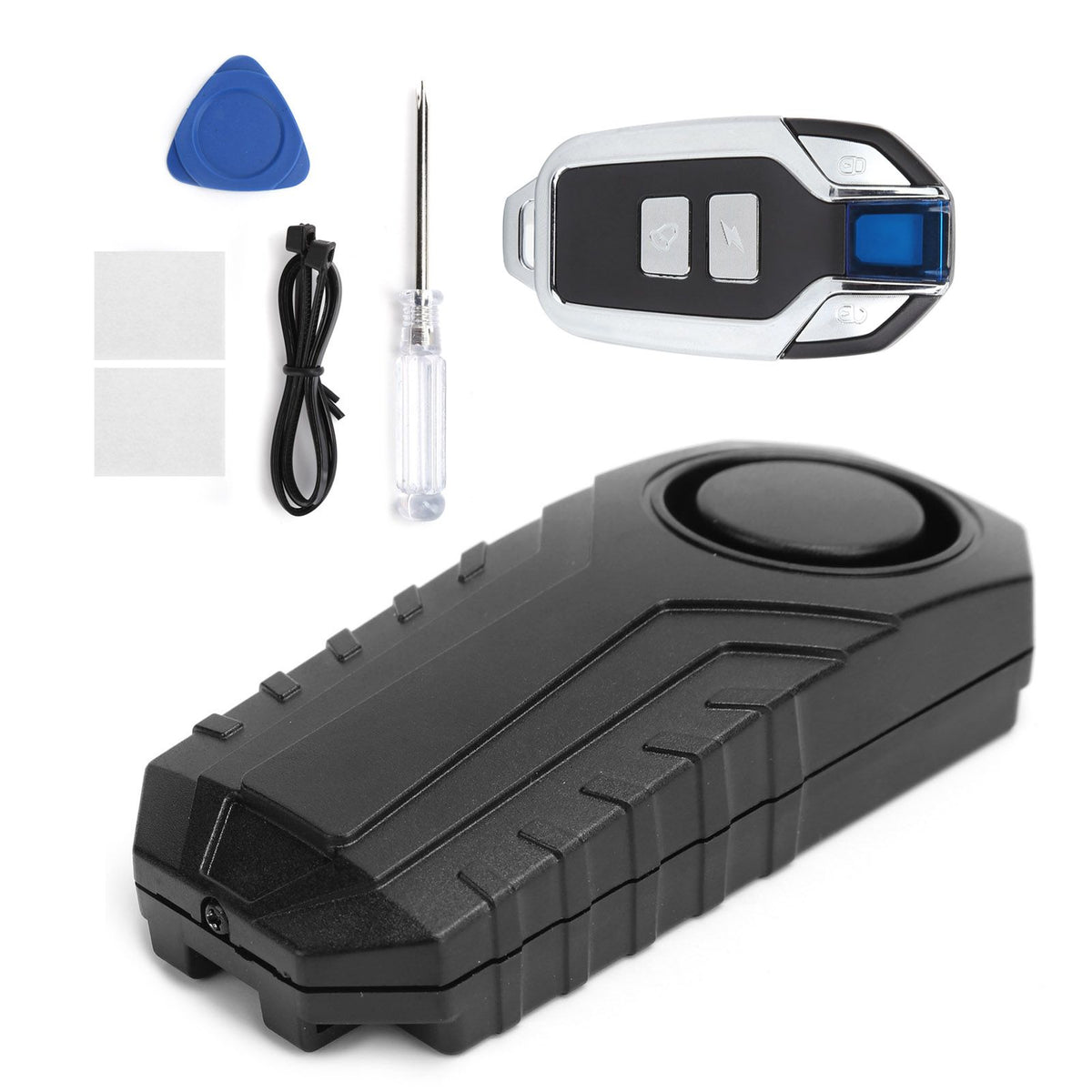 Everything Baby anti-theft alarm with vibration alert for bicycles, scooters, and motorcycles in black, designed for added security.