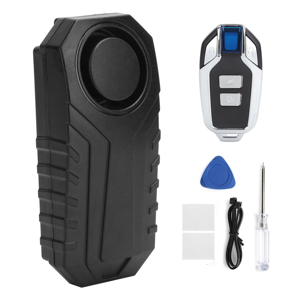Black anti-theft alarm with vibration alert for bicycles, scooters, motorcycles, and home use by Everything Baby.